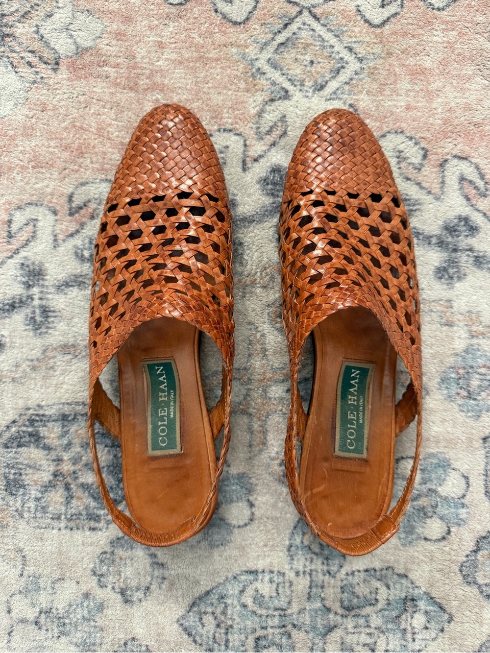 Cole Haan 90s Woven Brown Leather Quiet Luxury Flats Women’s 9 AA Made in Italy
